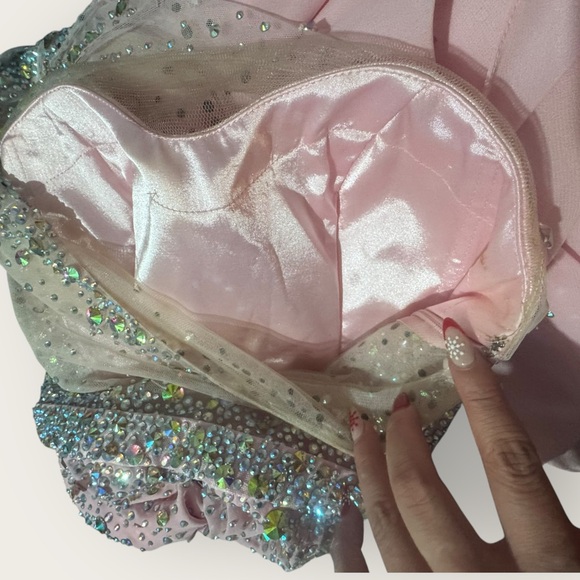 Tony Bowls Le Gala Style Gown Pink Prom Pageant Formal Dress Gems Shiny Fairy 2 - Picture 13 of 16